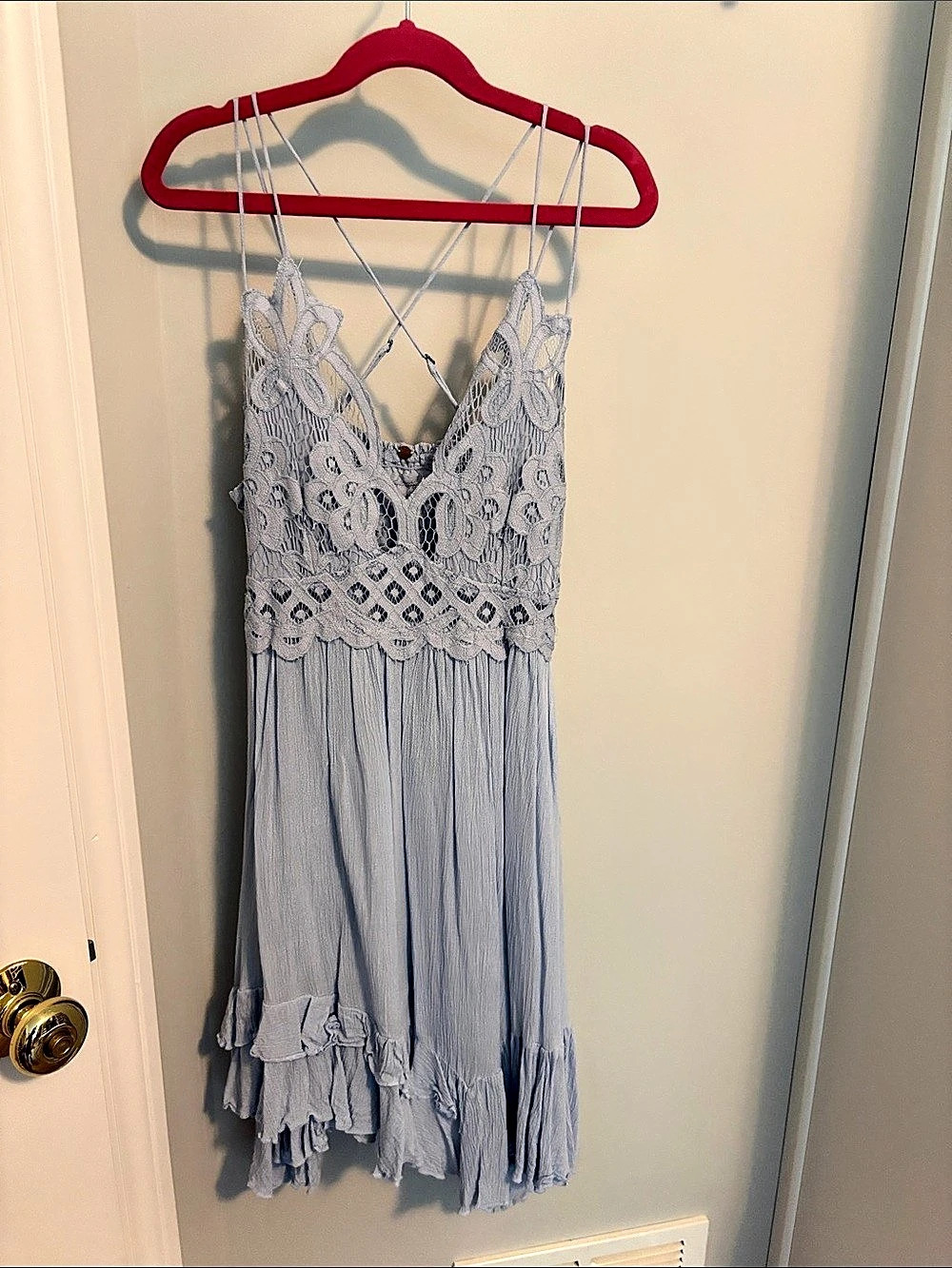 Free People FP One Adella Slip Blue Lace Dress